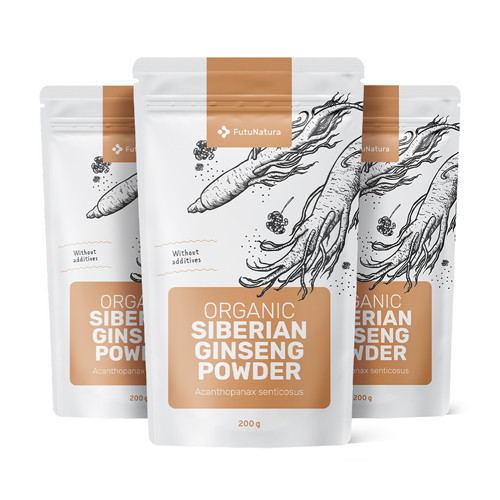3x BIO Sibirischer Ginseng Pulver, zusammen 600 g