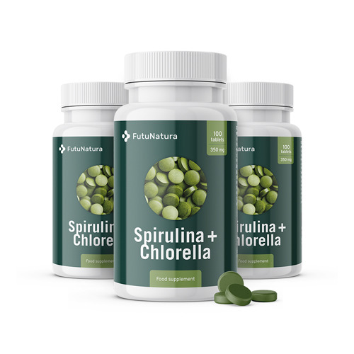 3x Algen Spirulina + Chlorella, zusammen 300 Tabletten