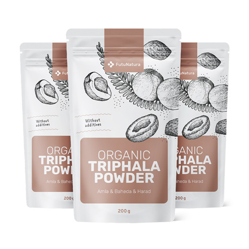 3x BIO Triphala Pulver, zusammen 600 g