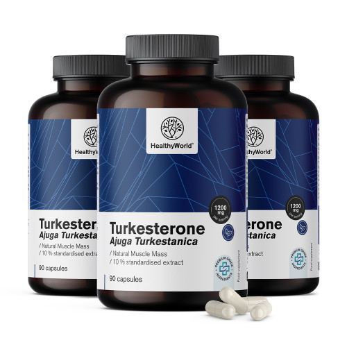 3x Turkesterone 1200 mg, zusammen 270 Kapseln