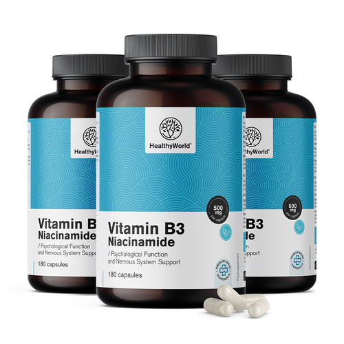 3x Vitamin B3 500 mg – Niacinamid, zusammen 540 Kapseln