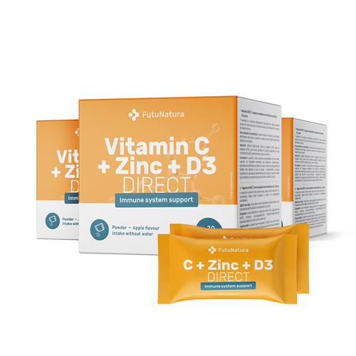 3x Vitamin C 500 + Zink + D3 DIRECT, zusammen 90 Beutel