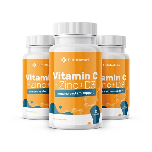 3x Vitamin C + Zink + Vitamin D3, zusammen 270 Kapseln