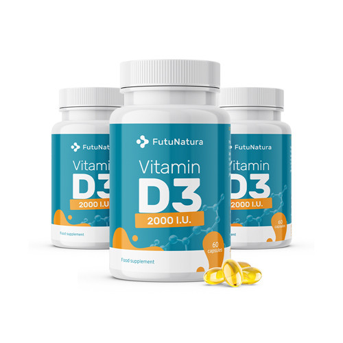 3x Vitamin D3, 2000 I.E., zusammen 180 Kapseln