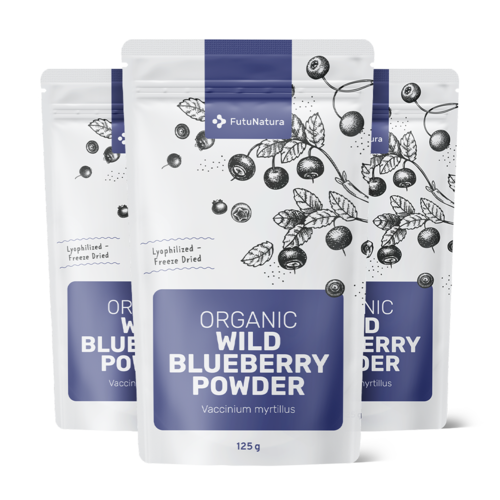 3x BIO-Heidelbeerpulver, zusammen 375 g