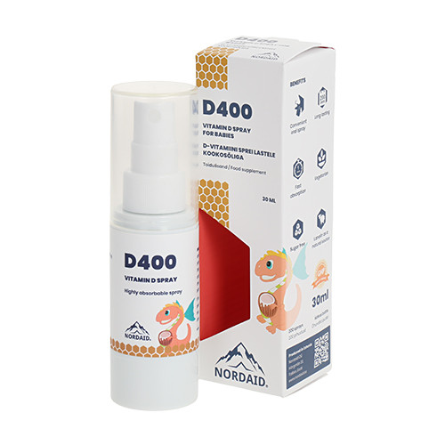 Vitamin D3 mit Kokosnussöl für Säuglinge, 400 I. E. - Spray, 30 ml