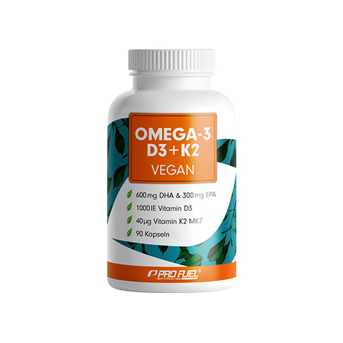 Vegane OMEGA-3 + D3 + K2, 90 Kapseln