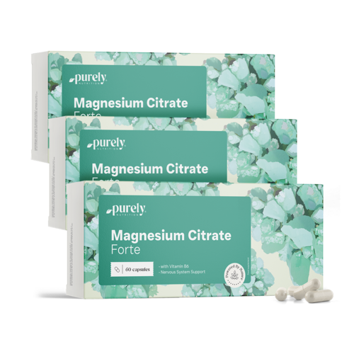 3x Magnesiumcitrat Forte + Vitamin B6, zusammen 180 Kapseln