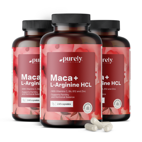 3x Maca 4000 mg + L-arginin HCl, zusammen 720 Kapseln