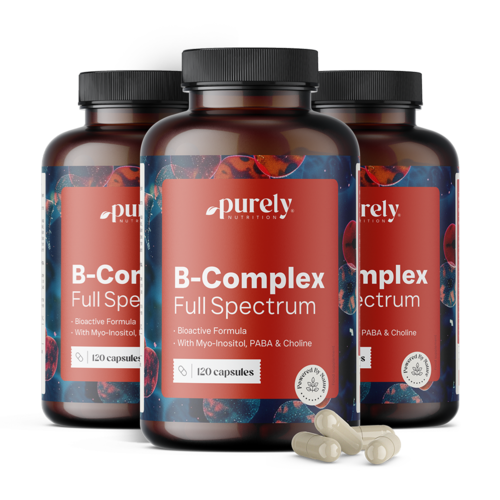 3x B-Komplex – das gesamte Spektrum der B-Vitamine, zusammen 360 Kapseln