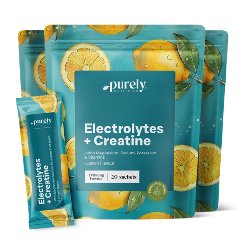 3x Elektrolyte mit Kreatin – Zitrone, zusammen 60 Beutel
