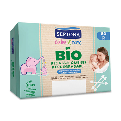 Biologisch abbaubare Wattestäbchen – für Säuglinge, 50 Wattestäbchen