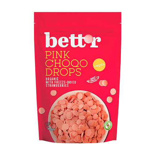 BIO Schokodrops – rosa Schokolade, 200 g