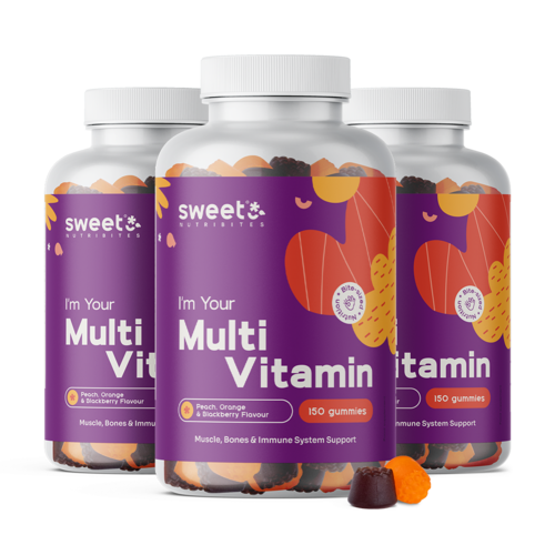 3x Multivitamine – Gummibonbons mit 10 Vitaminen, zusammen 450 Gummibonbons