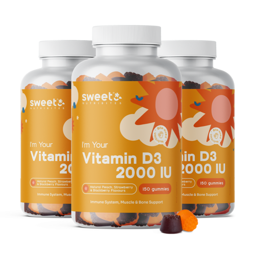 3x Vitamin D3 2000 I.E., zusammen 450 Gummibonbons