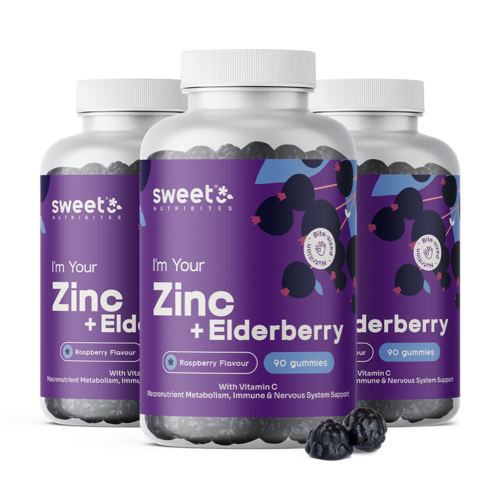 3x Zink mit Holunder – Gummibonbons für das Immunsystem, zusammen 270 Gummibonbons