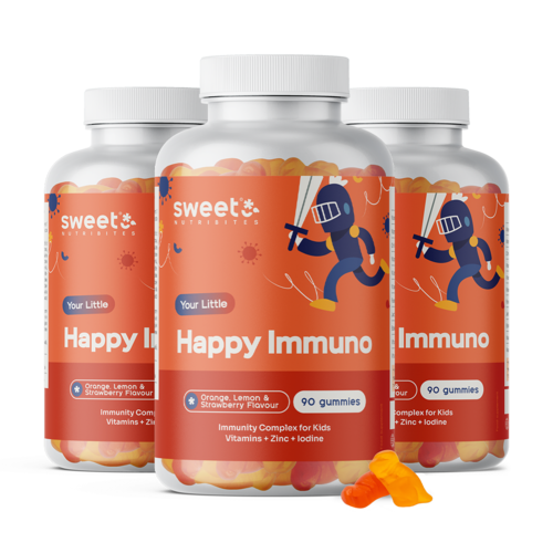 3x Happy Immuno – Gummis für Kinder für das Immunsystem, zusammen 270 Gummibonbons