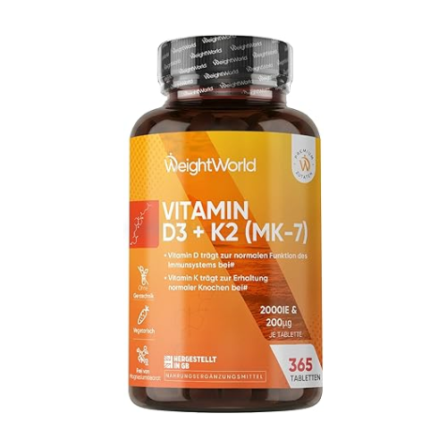Vitamine D3 + K2, 365 Tabletten